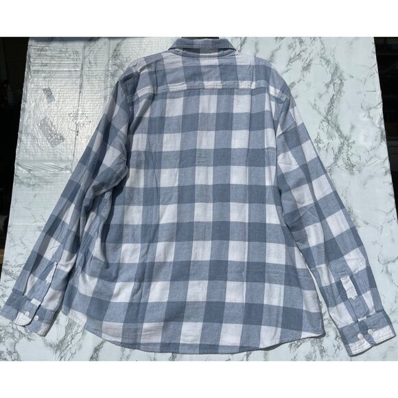 Sonoma Mens Supersoft Flannel Shirt Blue/White Plaid XXL 100% Cotton Long Sleeve - Picture 2 of 7